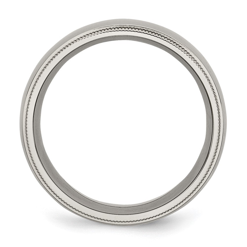 Alternate view of the Men's 8mm Titanium Grooved & Milgrain Edge Standard Fit Band by The Black Bow Jewelry Co.