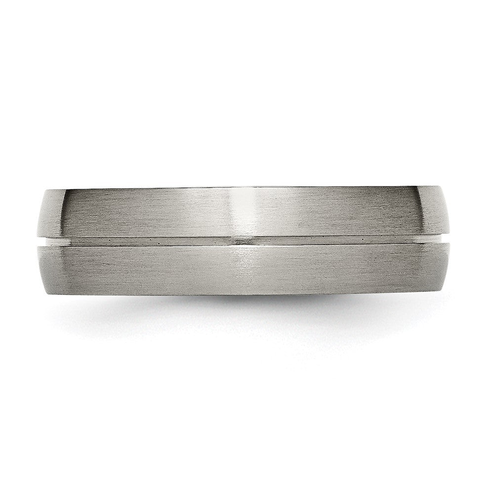 Alternate view of the 6mm Titanium Brushed & Grooved Standard Fit Band by The Black Bow Jewelry Co.