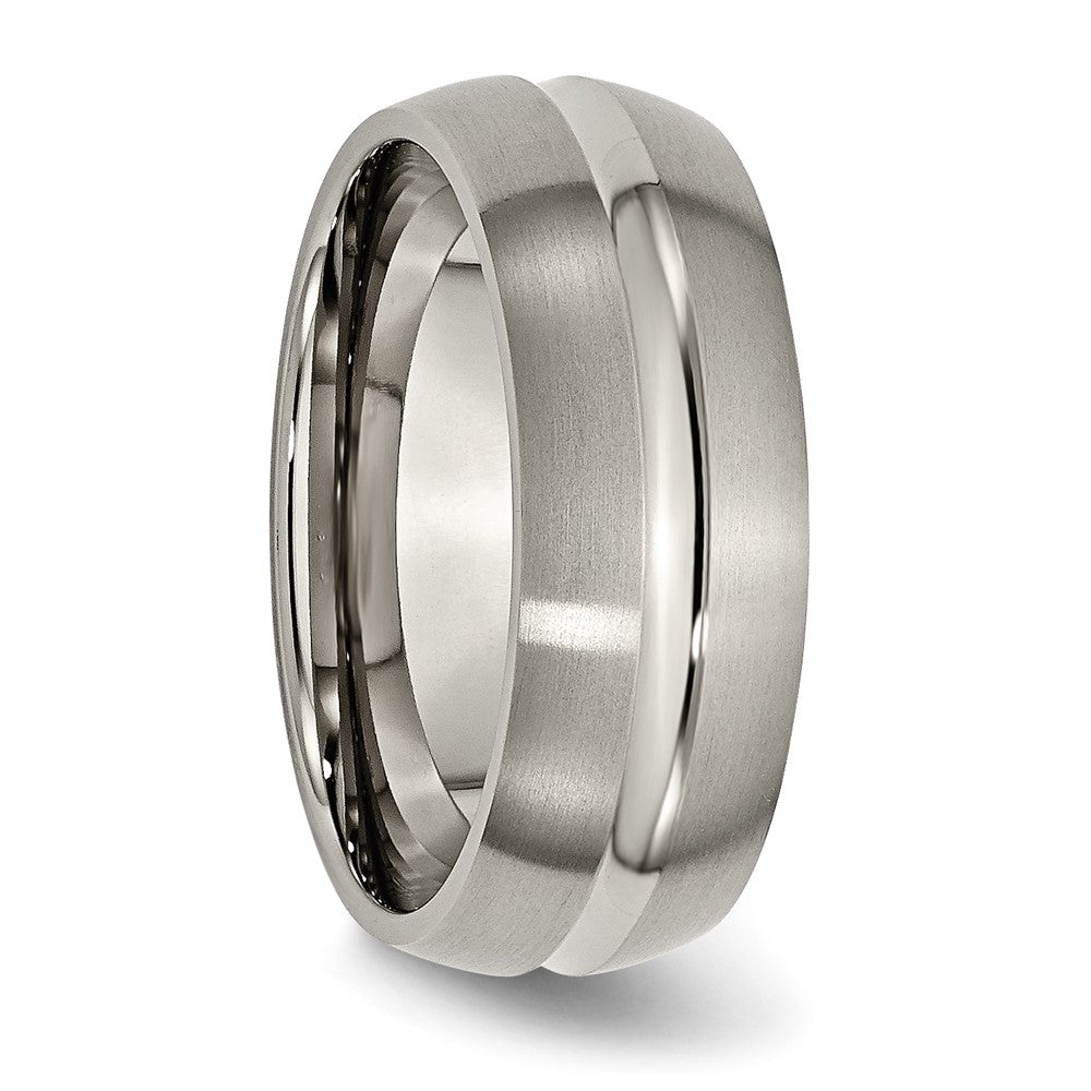 Alternate view of the Titanium 8mm Center Grooved Standard Fit Band by The Black Bow Jewelry Co.