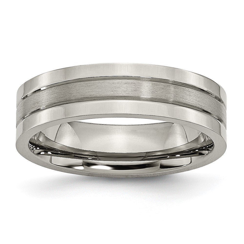 Titanium, 6mm Dual Finish Flat Unisex Comfort Fit Band, Item R11875 by The Black Bow Jewelry Co.