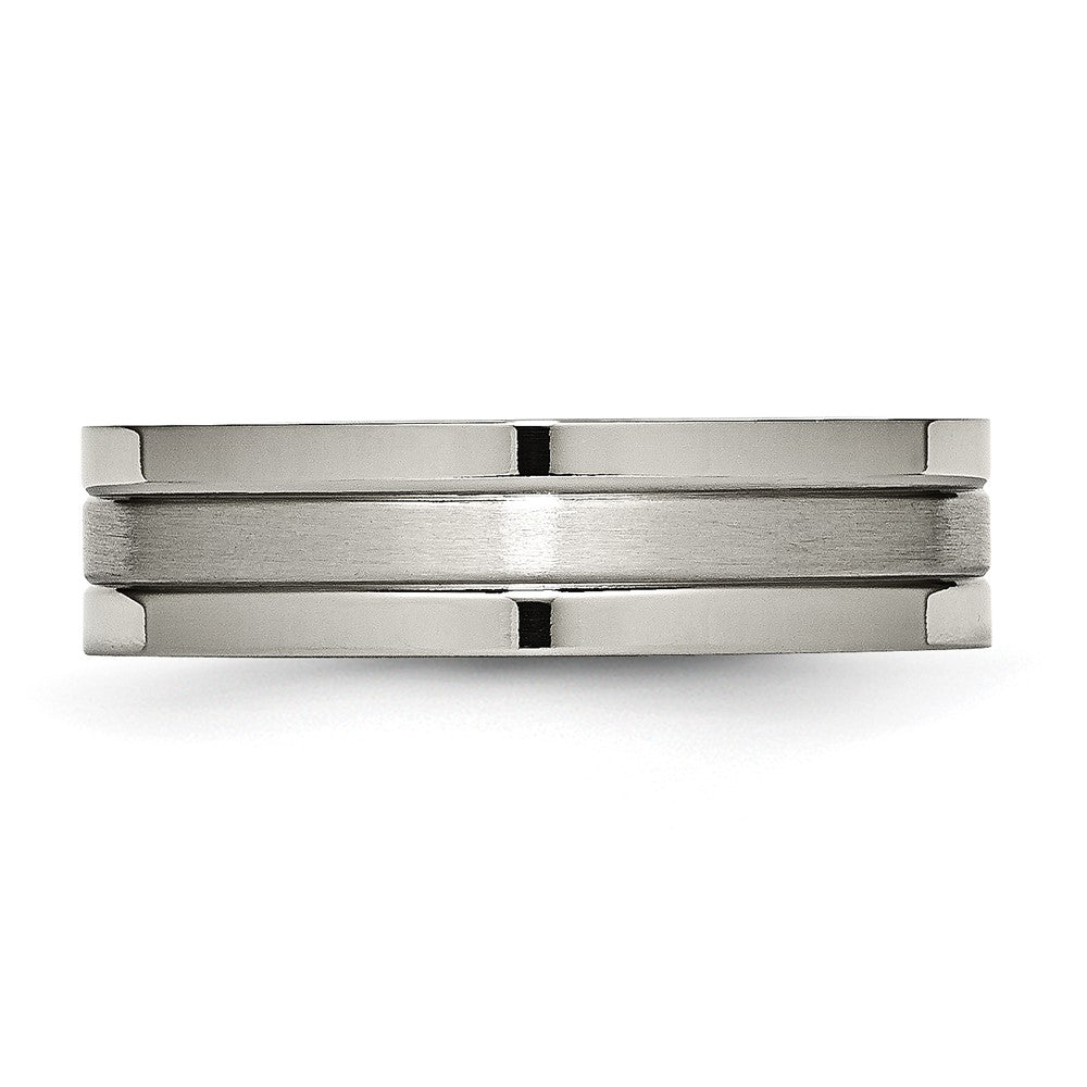Alternate view of the Titanium, 6mm Dual Finish Flat Unisex Comfort Fit Band by The Black Bow Jewelry Co.