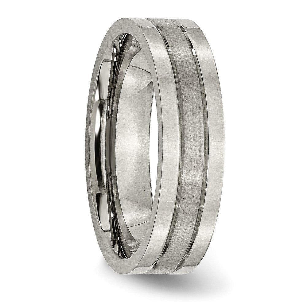Alternate view of the Titanium, 6mm Dual Finish Flat Unisex Comfort Fit Band by The Black Bow Jewelry Co.