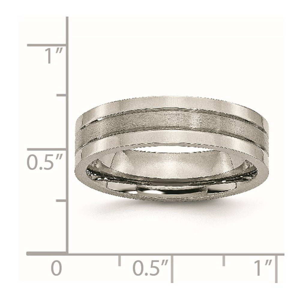 Alternate view of the Titanium, 6mm Dual Finish Flat Unisex Comfort Fit Band by The Black Bow Jewelry Co.