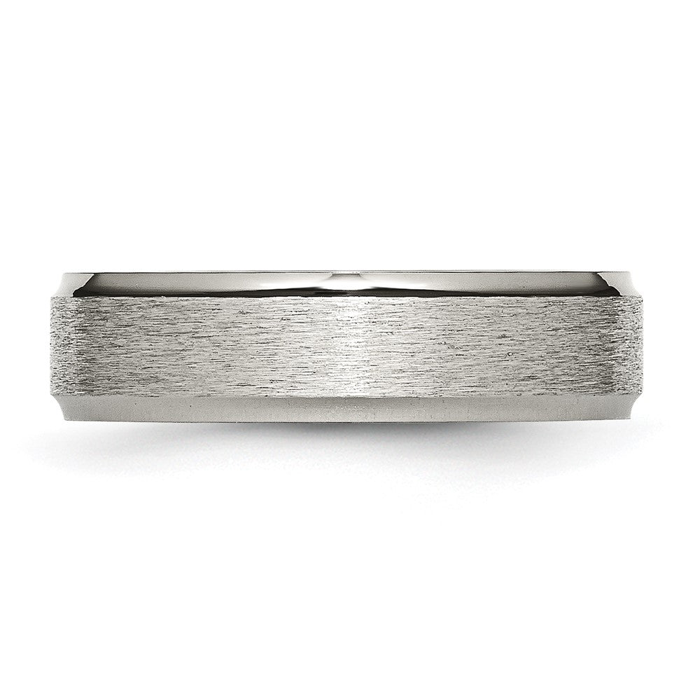 Alternate view of the 6mm Titanium Brushed Flat Ridged Edge Standard Fit Band by The Black Bow Jewelry Co.
