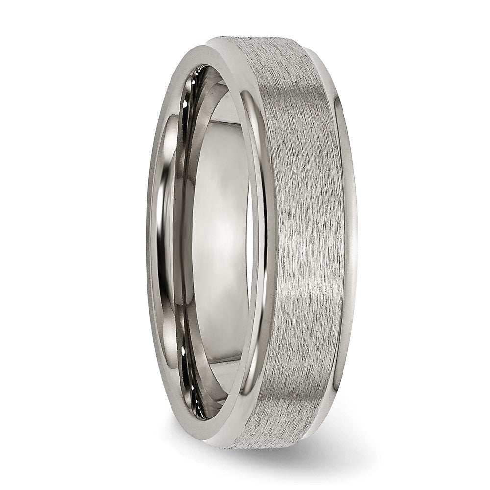 Alternate view of the 6mm Titanium Brushed Flat Ridged Edge Standard Fit Band by The Black Bow Jewelry Co.