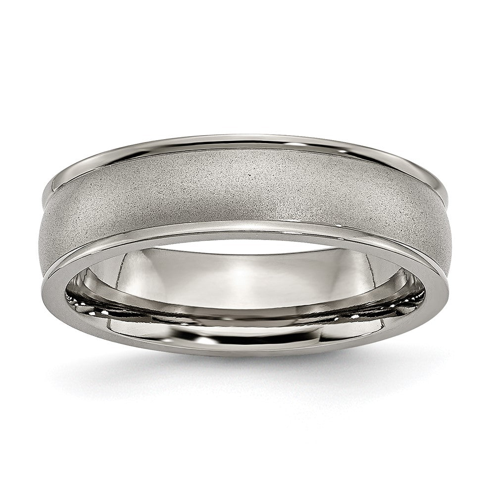 6mm Titanium Brushed Domed Ridged Edge Comfort Fit Band, Item R11883 by The Black Bow Jewelry Co.