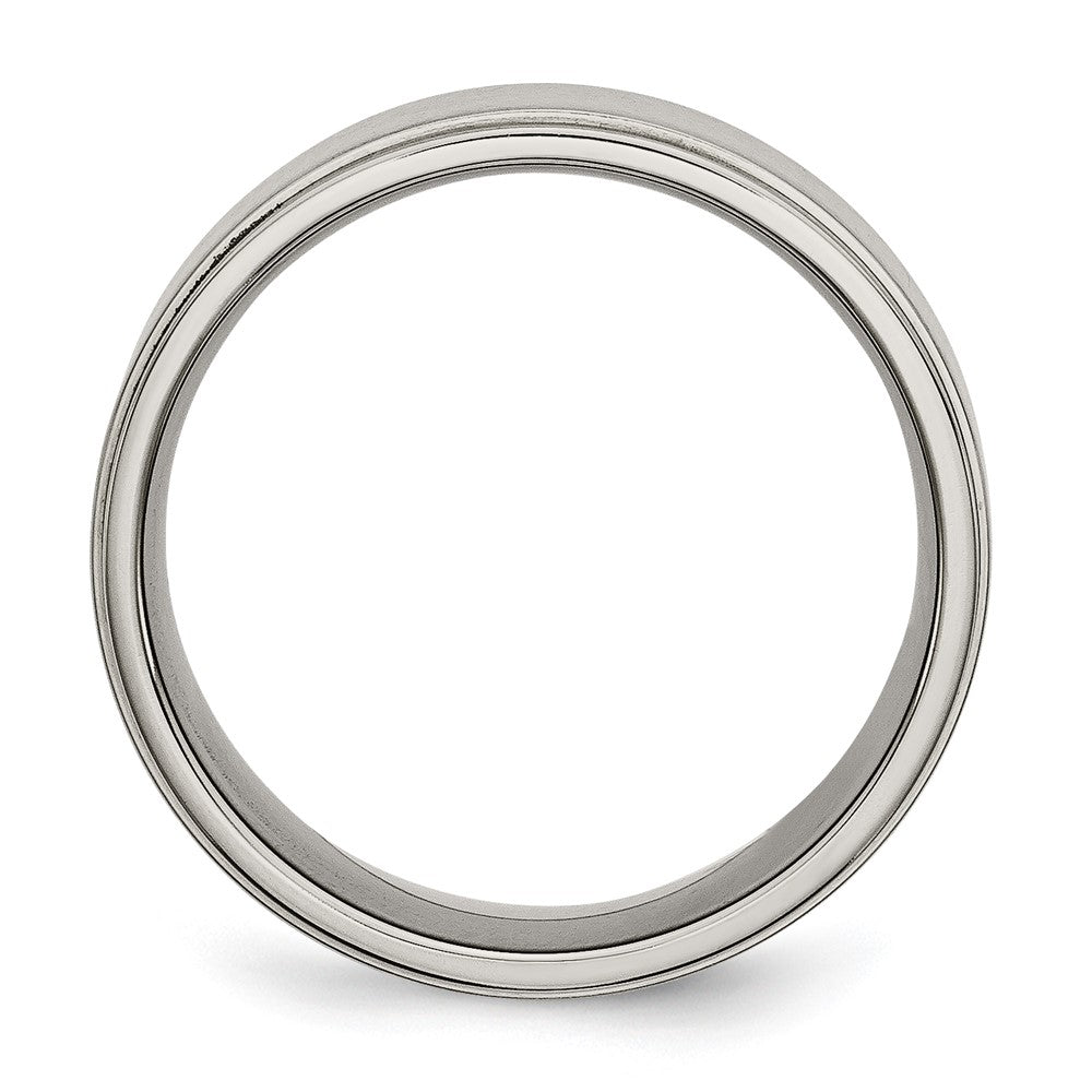 Alternate view of the 8mm Titanium Brushed Flat Polished Ridged Edge Comfort Fit Band by The Black Bow Jewelry Co.
