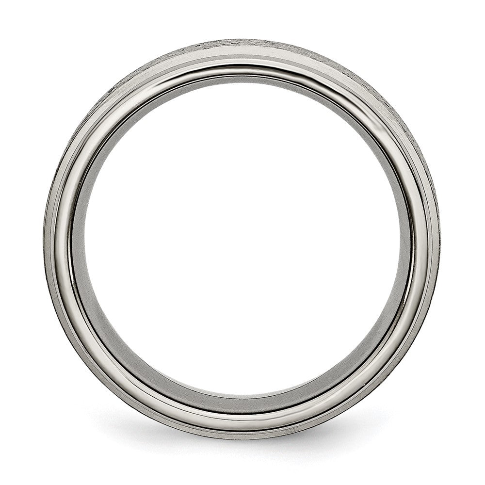 Alternate view of the 8mm Titanium Brushed Center Grooved Edge Comfort Fit Band by The Black Bow Jewelry Co.