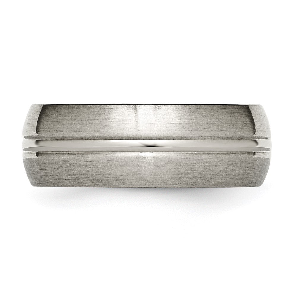 Alternate view of the Titanium, 8mm Grooved Center Domed Standard Fit Band by The Black Bow Jewelry Co.