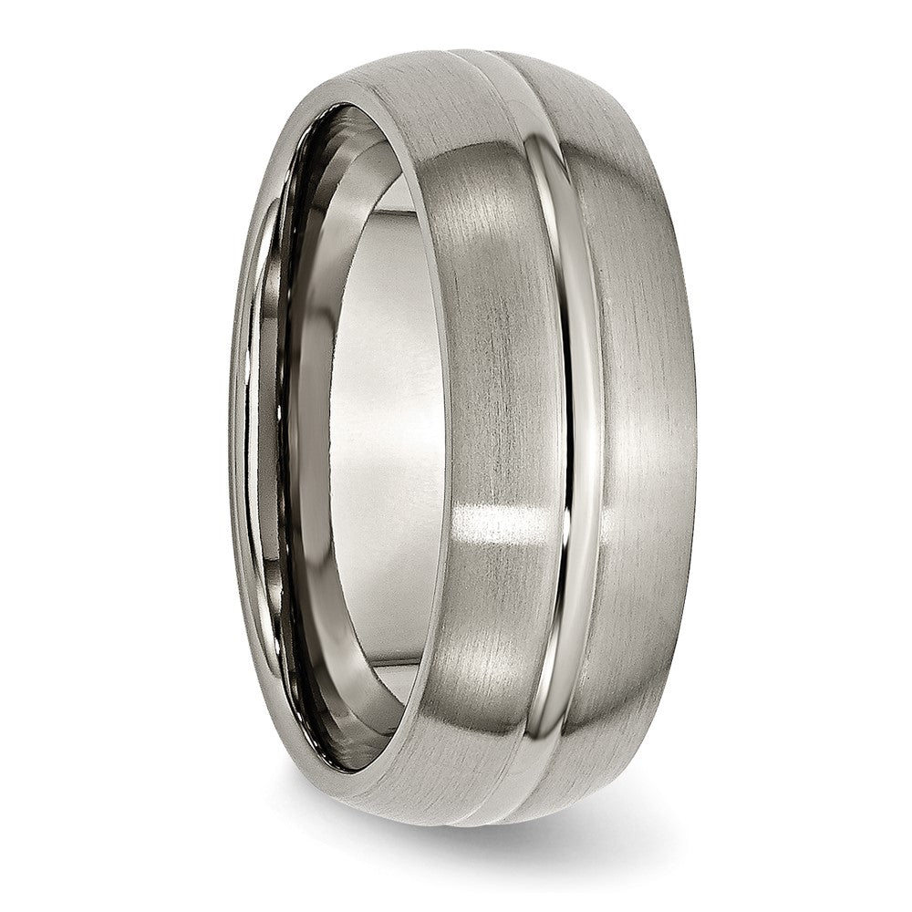 Alternate view of the Titanium, 8mm Grooved Center Domed Standard Fit Band by The Black Bow Jewelry Co.