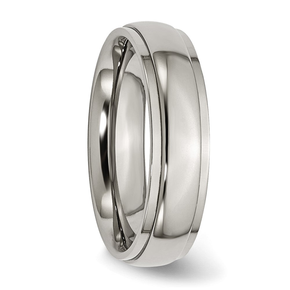 Alternate view of the 6mm Titanium Polished Domed Ridged Edge Standard Fit Band by The Black Bow Jewelry Co.