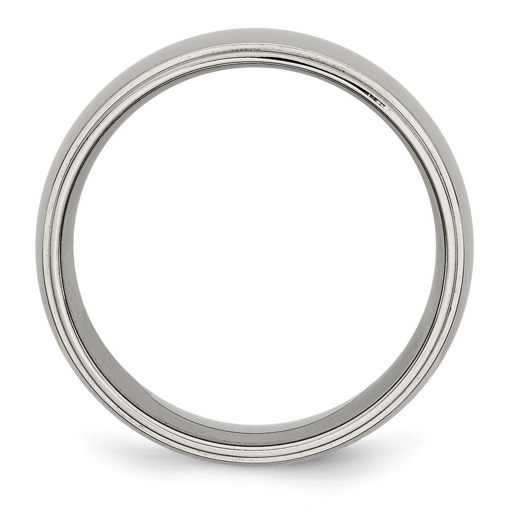 Alternate view of the 8mm Titanium Polished Domed Ridged Edge Standard Fit Band by The Black Bow Jewelry Co.