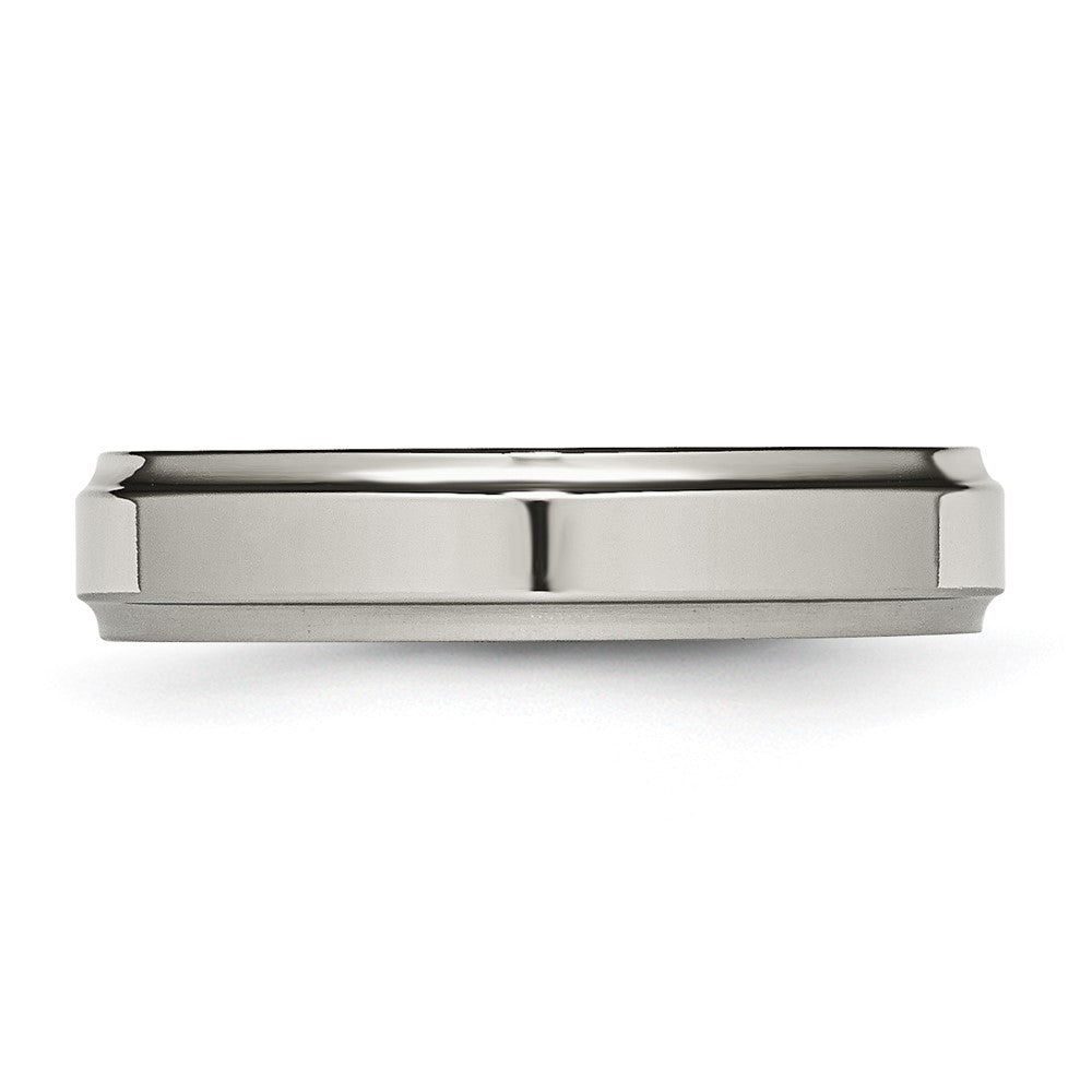 Alternate view of the 5mm Titanium Polished Flat Ridged Edge Standard Fit Band by The Black Bow Jewelry Co.