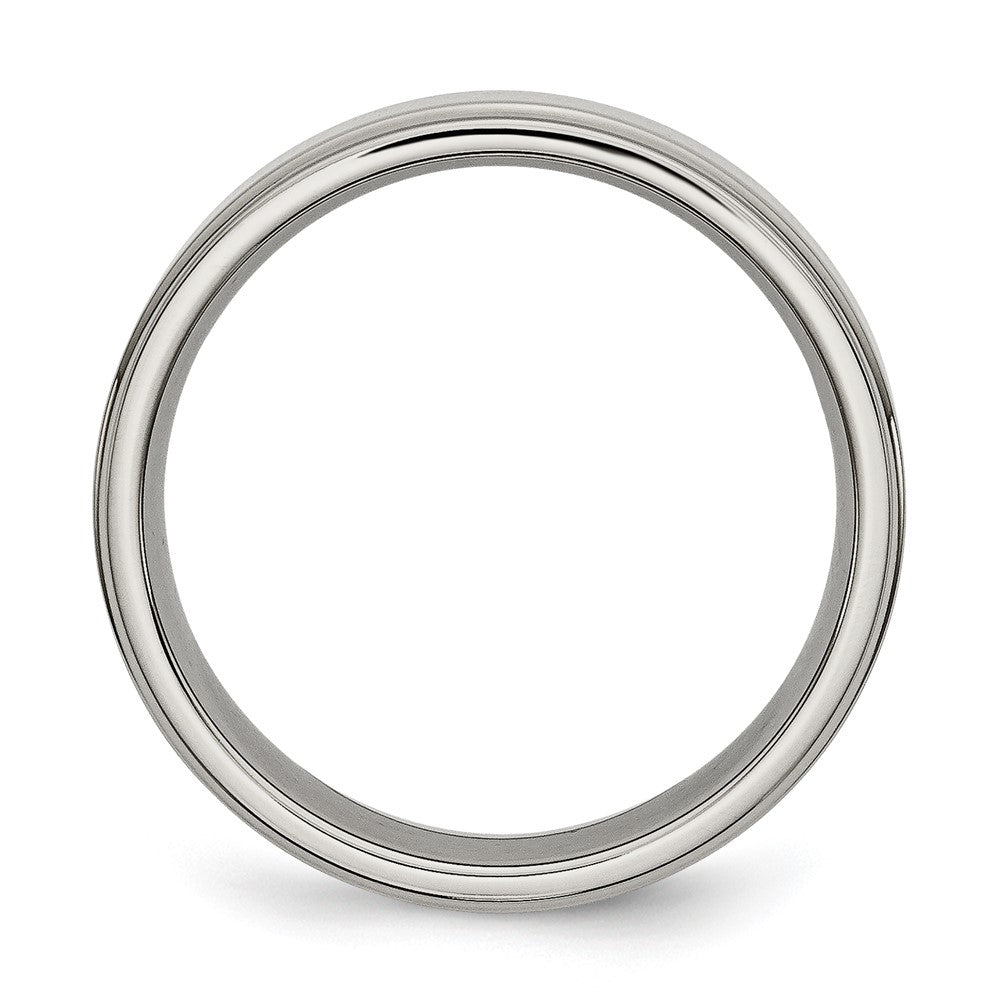 Alternate view of the 6mm Titanium Polished Flat Ridged Edge Standard Fit Band by The Black Bow Jewelry Co.