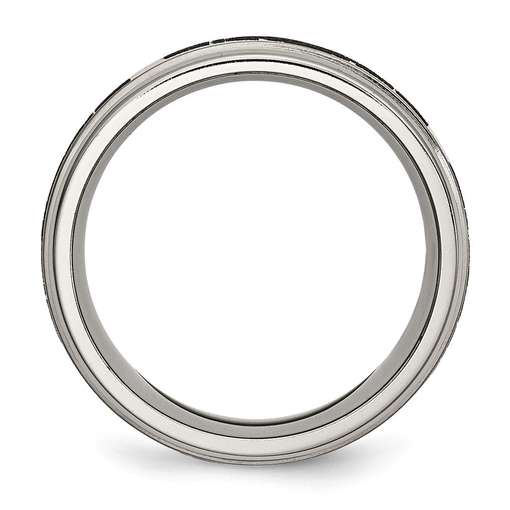 Alternate view of the 8mm Titanium Laser Etched Claddagh Grooved Edge Standard Fit Band by The Black Bow Jewelry Co.