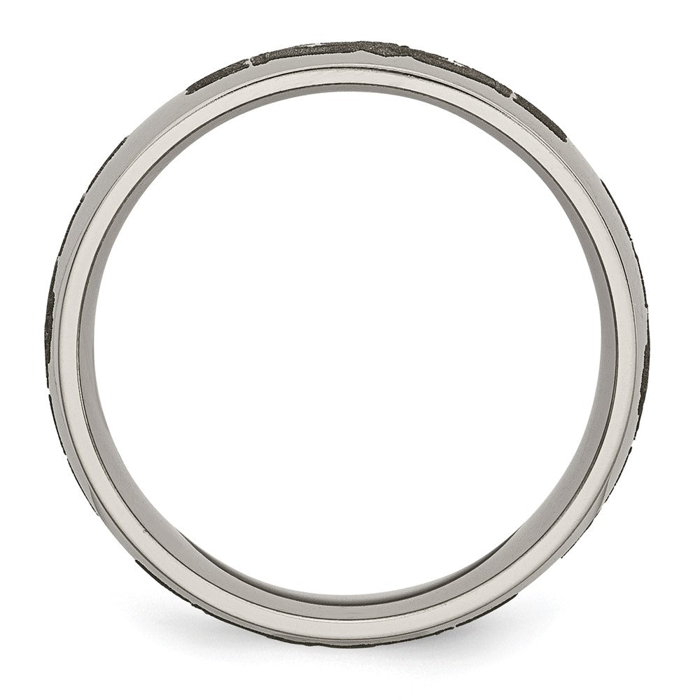 Alternate view of the 8mm Titanium Etched & Polished Claddagh Domed Standard Fit Band by The Black Bow Jewelry Co.