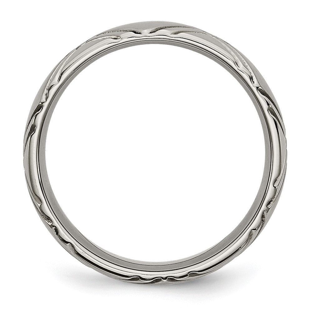 Alternate view of the 6mm Titanium Brushed & Polished Crisscross Standard Fit Band by The Black Bow Jewelry Co.