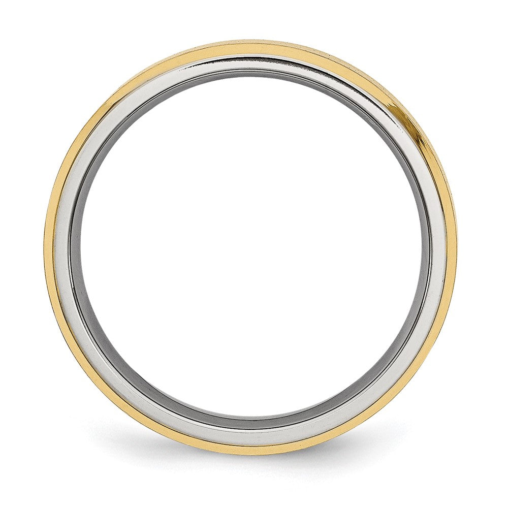 Alternate view of the 5mm Titanium &amp; Gold Tone Flat Beveled Edge Standard Fit Band by The Black Bow Jewelry Co.