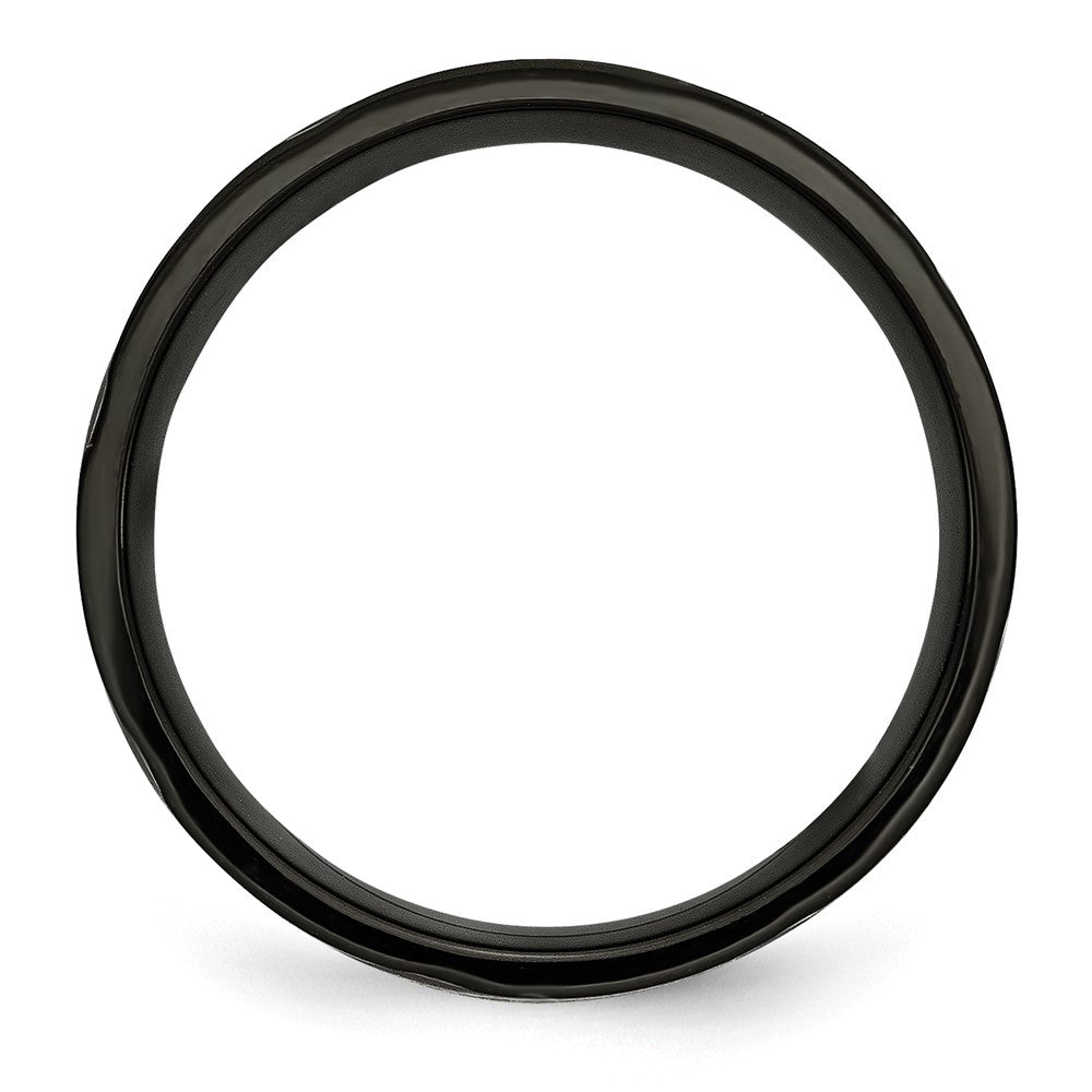 Alternate view of the 8mm Black Plated Titanium Brushed Grooved Standard Fit Band by The Black Bow Jewelry Co.
