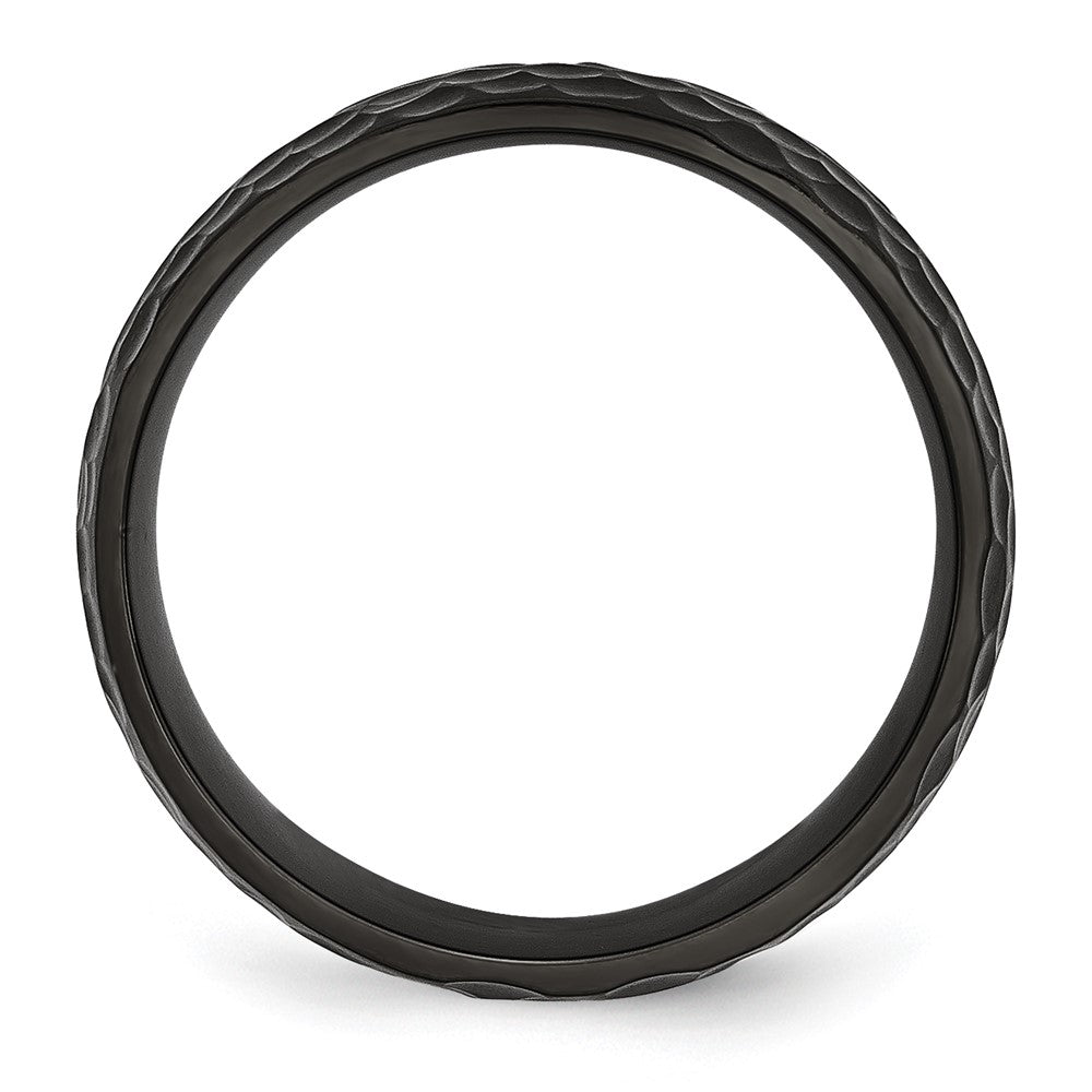 Alternate view of the 8mm Black Plated Titanium Brushed & Hammered Standard Fit Band by The Black Bow Jewelry Co.