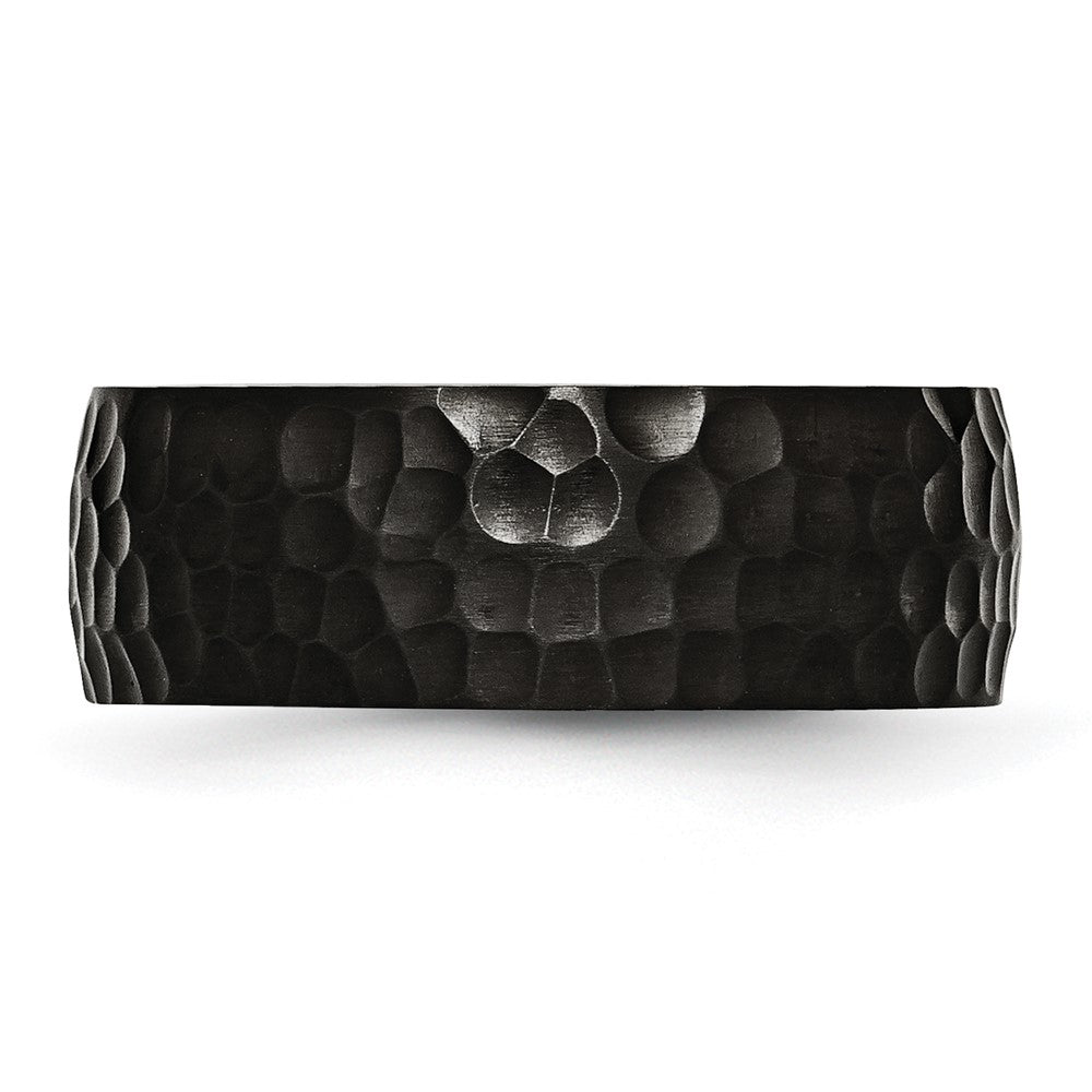 Alternate view of the 8mm Black Plated Titanium Brushed & Hammered Standard Fit Band by The Black Bow Jewelry Co.