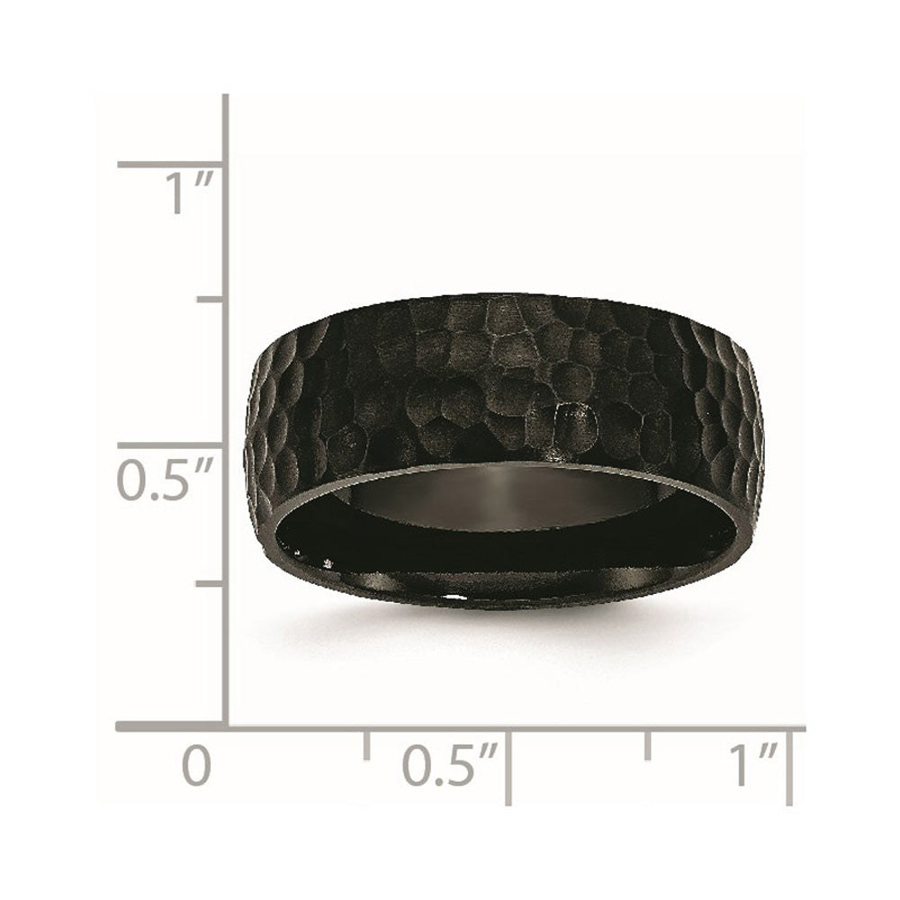 Alternate view of the 8mm Black Plated Titanium Brushed & Hammered Standard Fit Band by The Black Bow Jewelry Co.