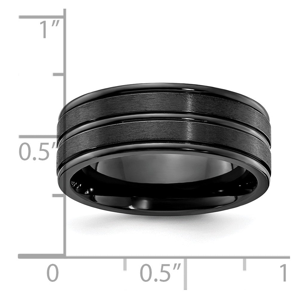 Alternate view of the 8mm Black Plated Titanium Brushed & Polished Standard Fit Band by The Black Bow Jewelry Co.
