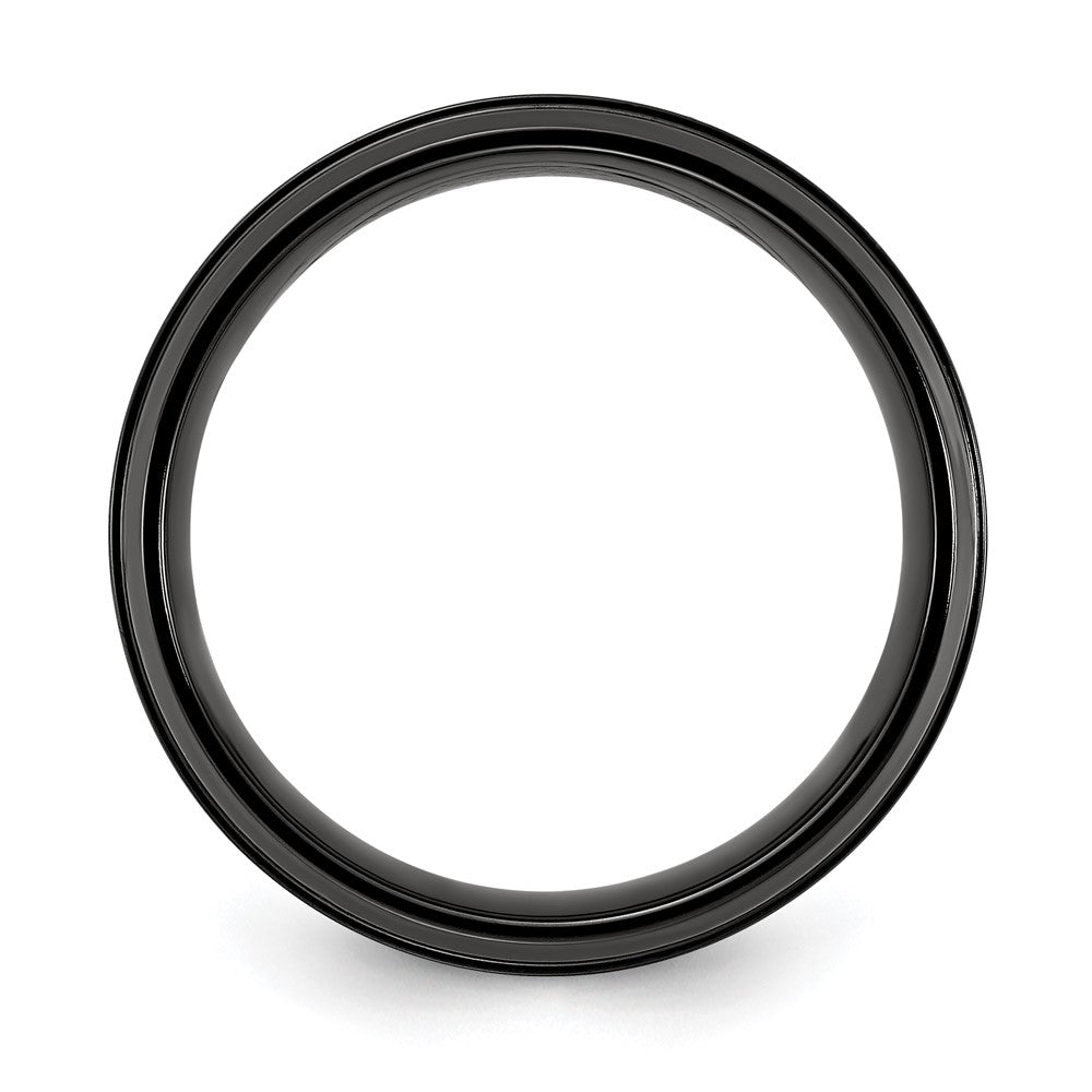 Alternate view of the Men's 8mm Black Plated Titanium Grey Carbon Fiber Standard Fit Band by The Black Bow Jewelry Co.