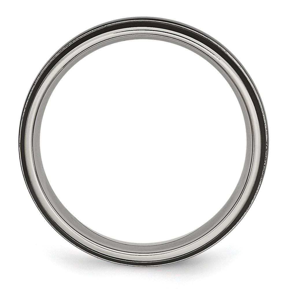 Alternate view of the 6mm Titanium Polished & Black Plated Grooved Standard Fit Band by The Black Bow Jewelry Co.