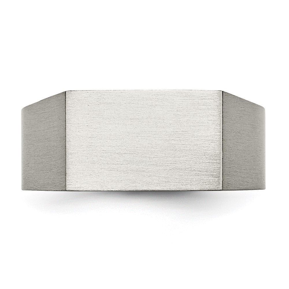 Alternate view of the Men's 10mm Titanium Brushed & Polished Tapered Fit Signet Ring by The Black Bow Jewelry Co.