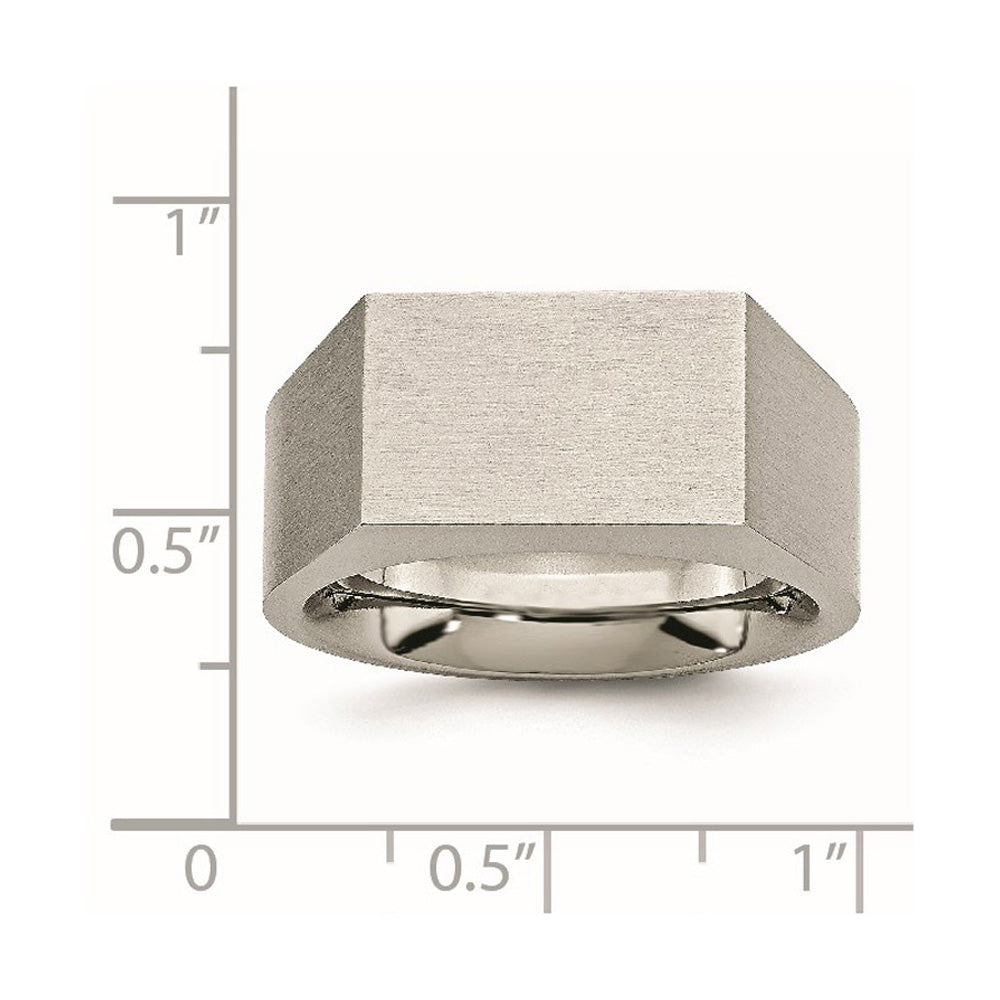 Alternate view of the Men's 10mm Titanium Brushed & Polished Tapered Fit Signet Ring by The Black Bow Jewelry Co.
