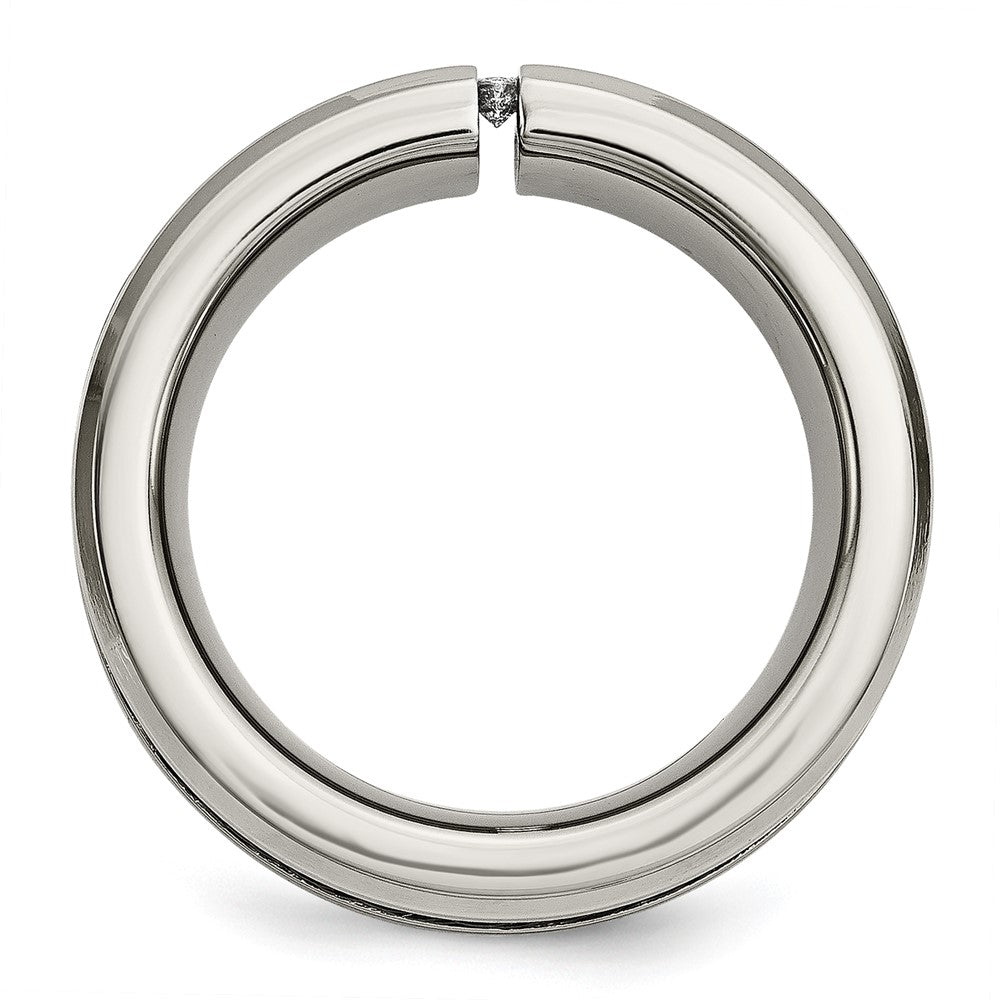 Alternate view of the Mens 10mm Titanium Black Plated Cable .05ctw Diamond Standard Fit Band by The Black Bow Jewelry Co.