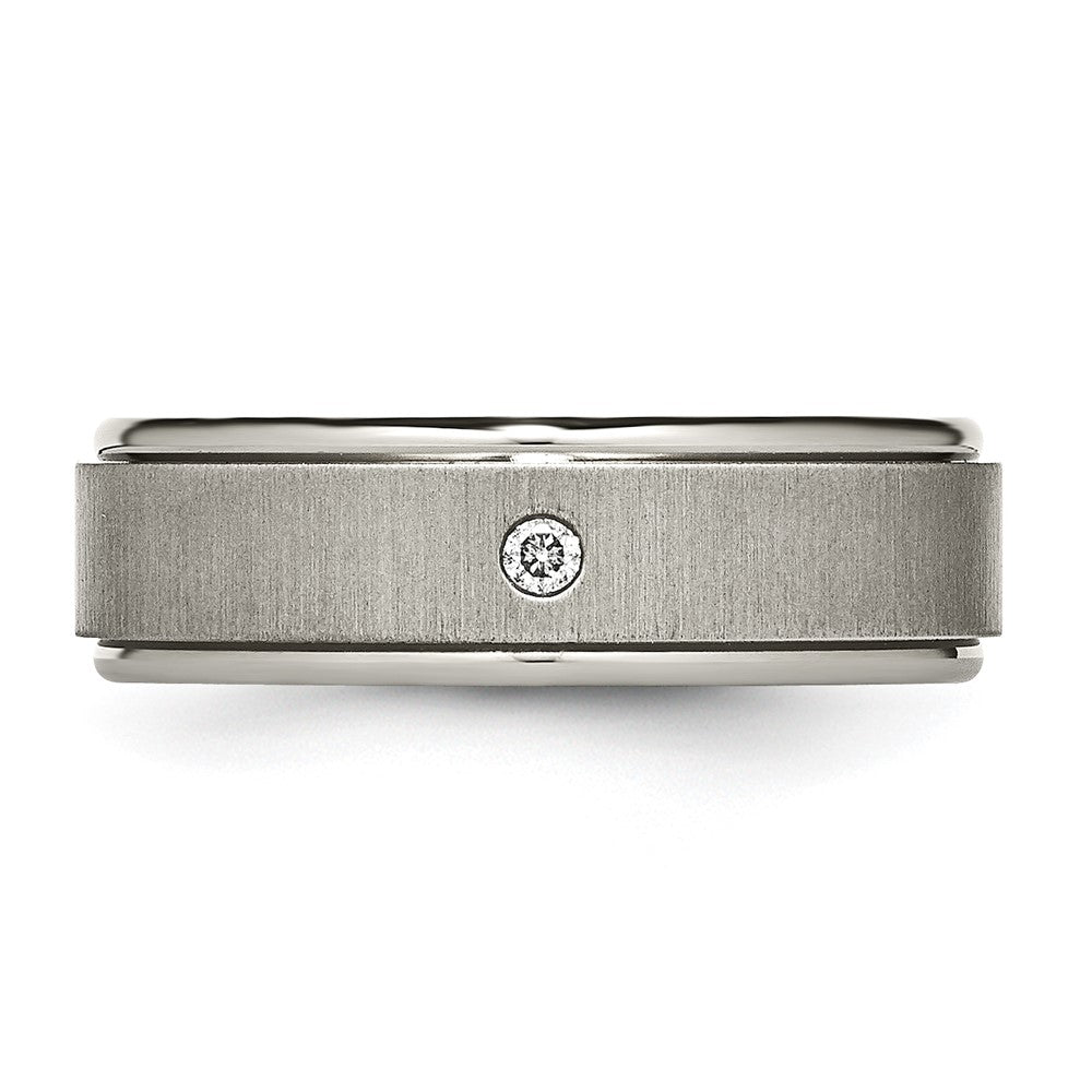 Alternate view of the Men&#39;s 7mm Titanium .05ct Diamond Rounded Edge Standard Fit Band by The Black Bow Jewelry Co.