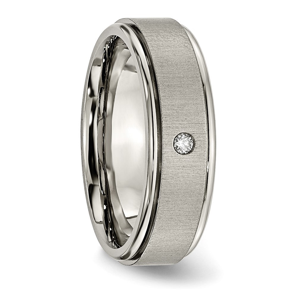 Alternate view of the Men&#39;s 7mm Titanium .05ct Diamond Rounded Edge Standard Fit Band by The Black Bow Jewelry Co.