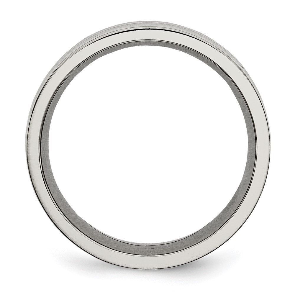 Alternate view of the Men's 8mm Titanium & Black Carbon Fiber Flat Standard Fit Band by The Black Bow Jewelry Co.