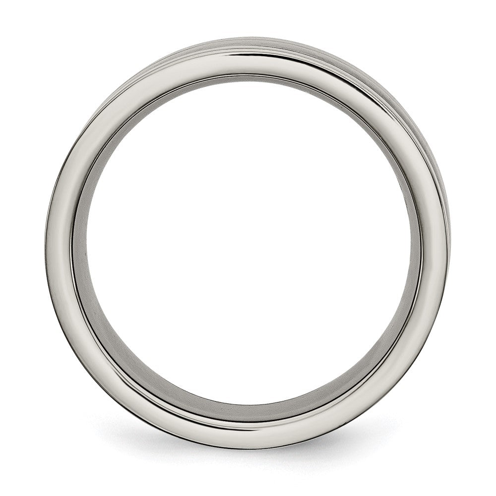 Alternate view of the Men's 8mm Titanium & Black Carbon Fiber Flat Comfort Fit Band by The Black Bow Jewelry Co.