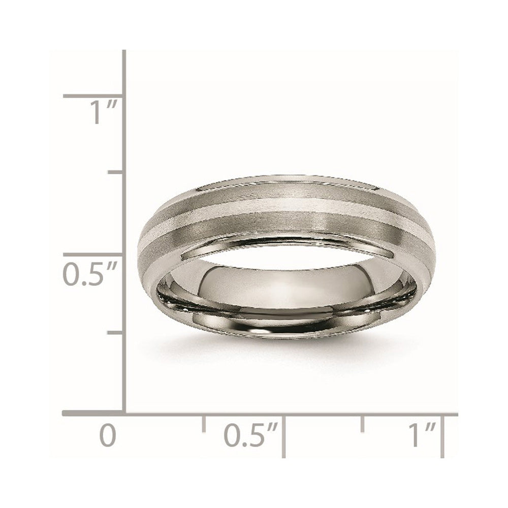 Alternate view of the 6mm Titanium &amp; Sterling Silver Ridged Edge Standard Fit Band by The Black Bow Jewelry Co.