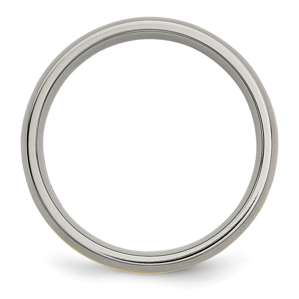 Alternate view of the 6mm Titanium & 14k Gold Inlay Grooved Domed Standard Fit Band by The Black Bow Jewelry Co.