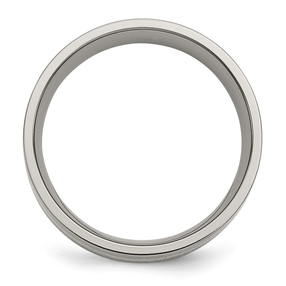 Alternate view of the 8mm Titanium & 14k Gold Inlay Polished Flat Standard Fit Band by The Black Bow Jewelry Co.