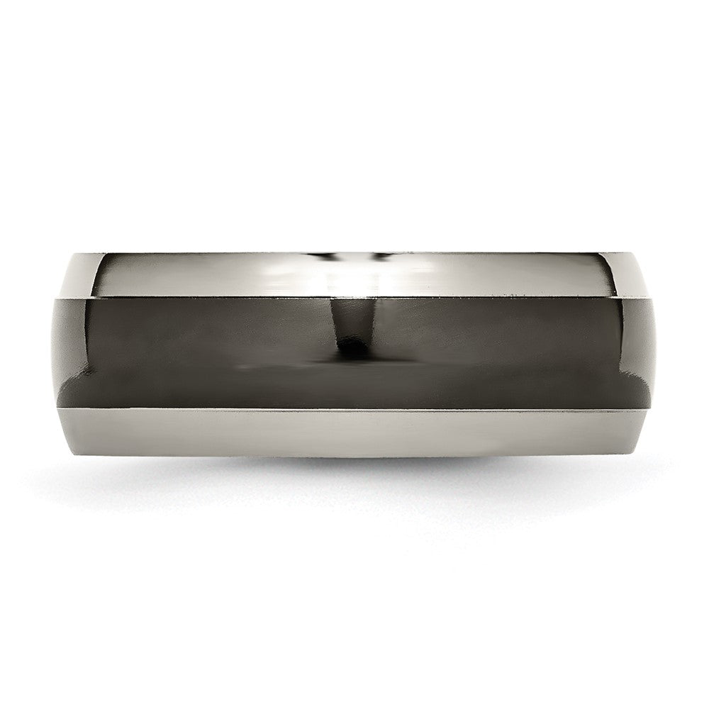 Alternate view of the Men&#39;s 8mm Titanium Polished Two Tone Beveled Edge Comfort Fit Band by The Black Bow Jewelry Co.