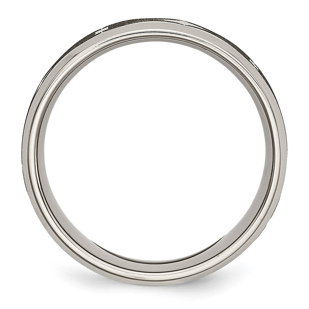 Alternate view of the Men's 8mm Titanium Laser Cut Design Beveled Edge Standard Fit Band by The Black Bow Jewelry Co.