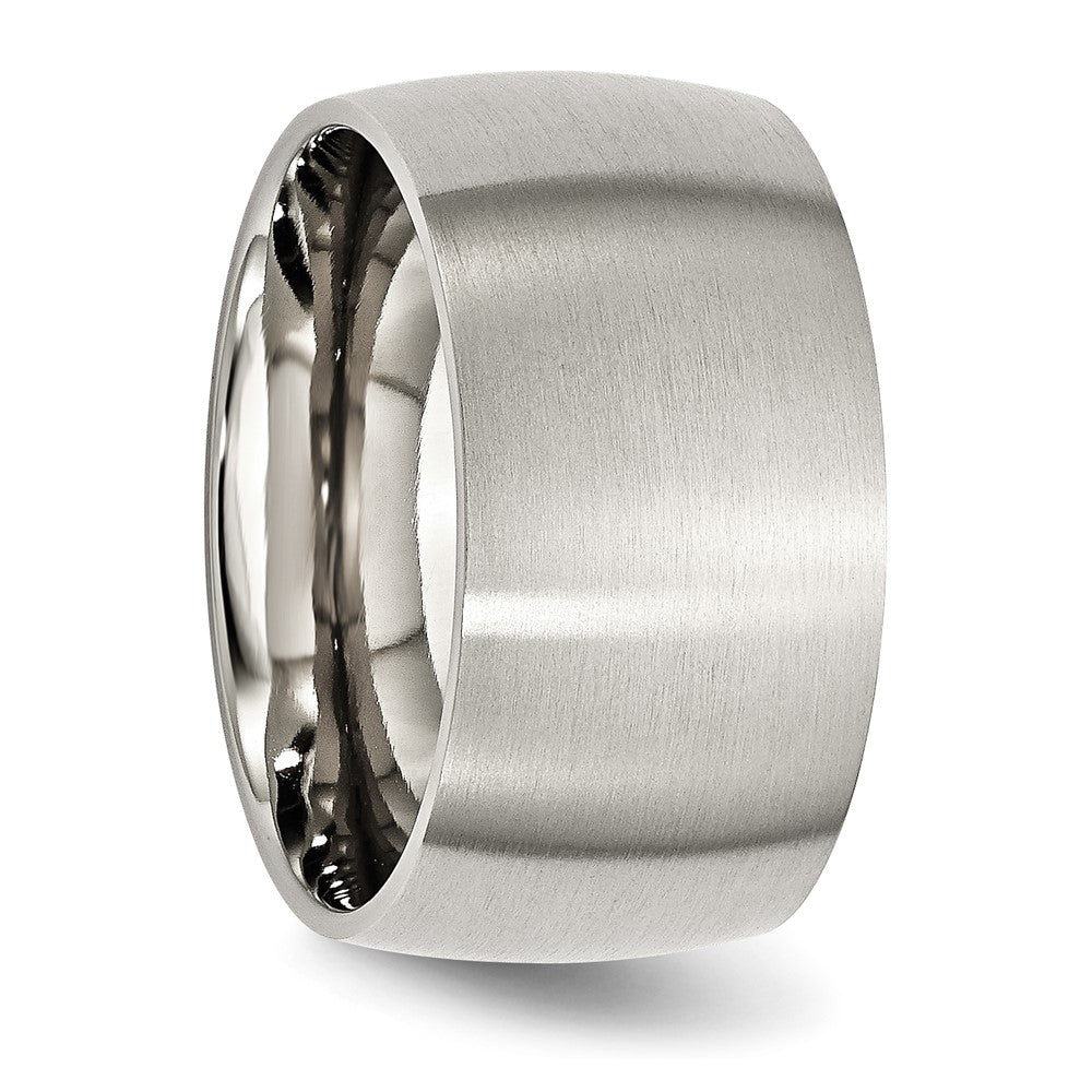 Alternate view of the Men&#39;s 12mm Stainless Steel Brushed Half Round Comfort Fit Band by The Black Bow Jewelry Co.
