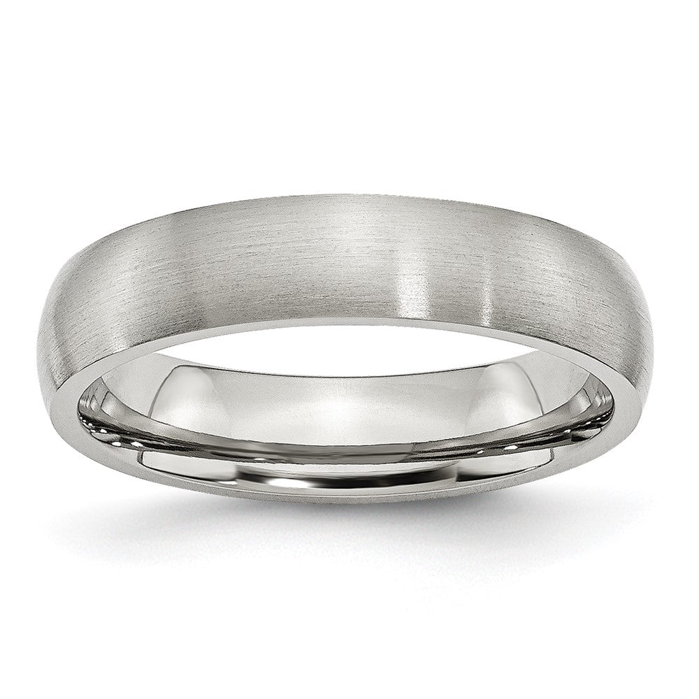 5mm Stainless Steel Brushed Domed Comfort Fit Band, Item R12071 by The Black Bow Jewelry Co.