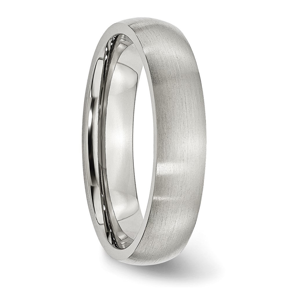 Alternate view of the 5mm Stainless Steel Brushed Domed Comfort Fit Band by The Black Bow Jewelry Co.
