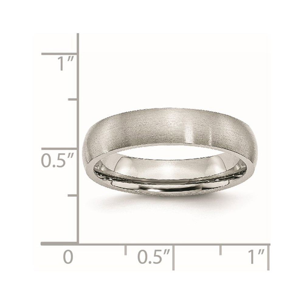 Alternate view of the 5mm Stainless Steel Brushed Domed Comfort Fit Band by The Black Bow Jewelry Co.