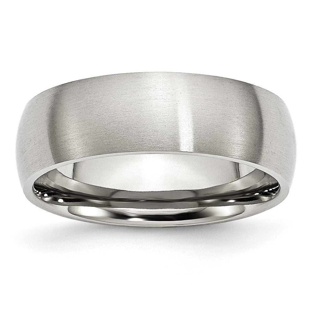 7mm Stainless Steel Brushed Domed Comfort Fit Band, Item R12072 by The Black Bow Jewelry Co.