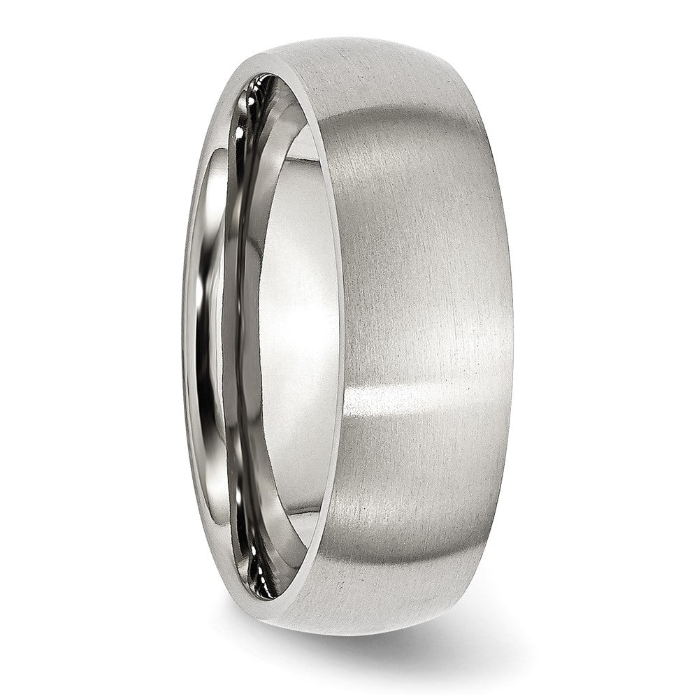 Alternate view of the 7mm Stainless Steel Brushed Domed Comfort Fit Band by The Black Bow Jewelry Co.
