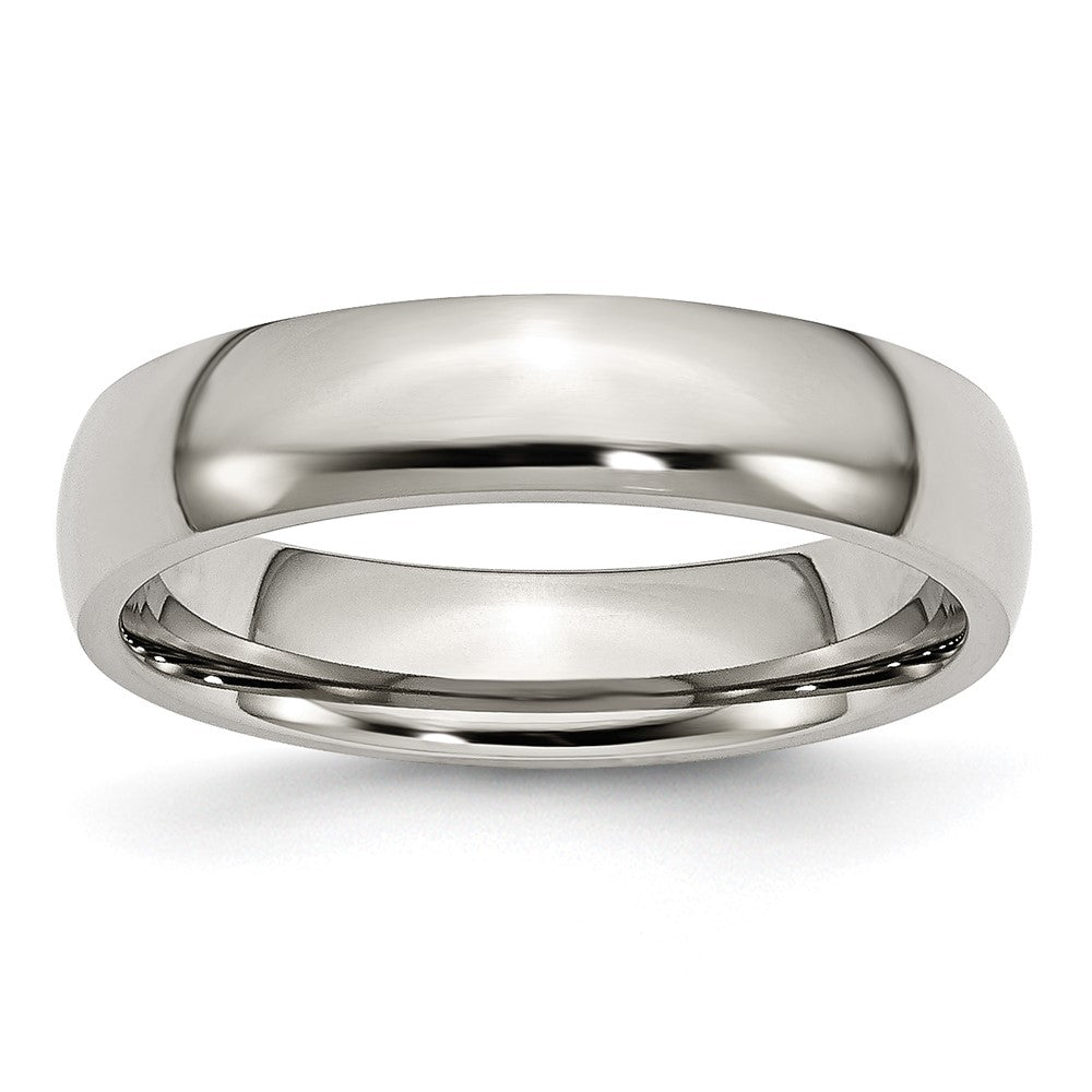 5mm Stainless Steel Polished Domed Comfort Fit Band, Item R12073 by The Black Bow Jewelry Co.