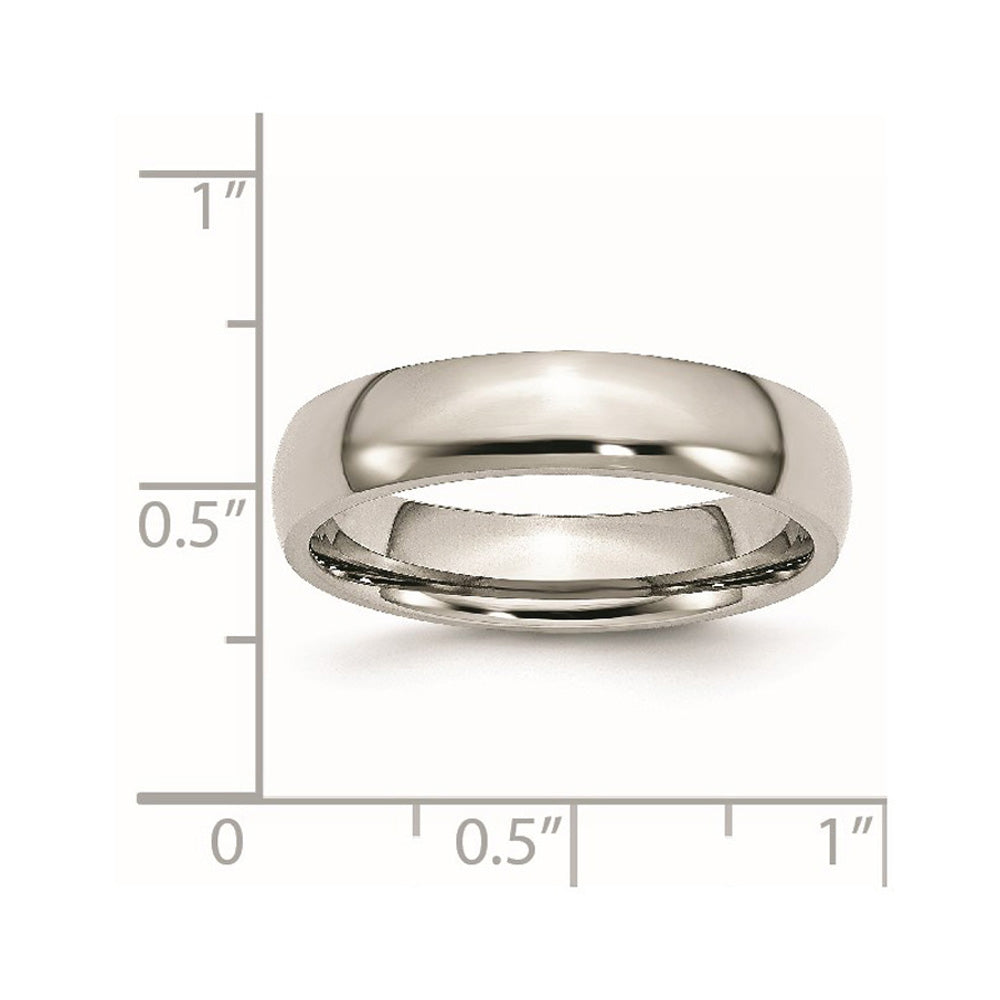 Alternate view of the 5mm Stainless Steel Polished Domed Comfort Fit Band by The Black Bow Jewelry Co.
