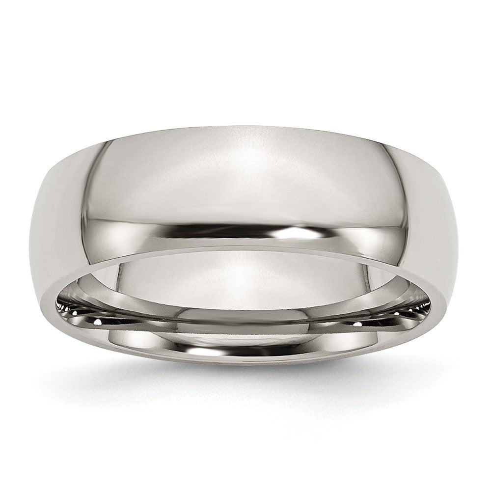 7mm Stainless Steel Polished Domed Comfort Fit Band, Item R12074 by The Black Bow Jewelry Co.